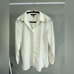 Ellen Tracy White Gold Button Blouse Dress Shirt Size S